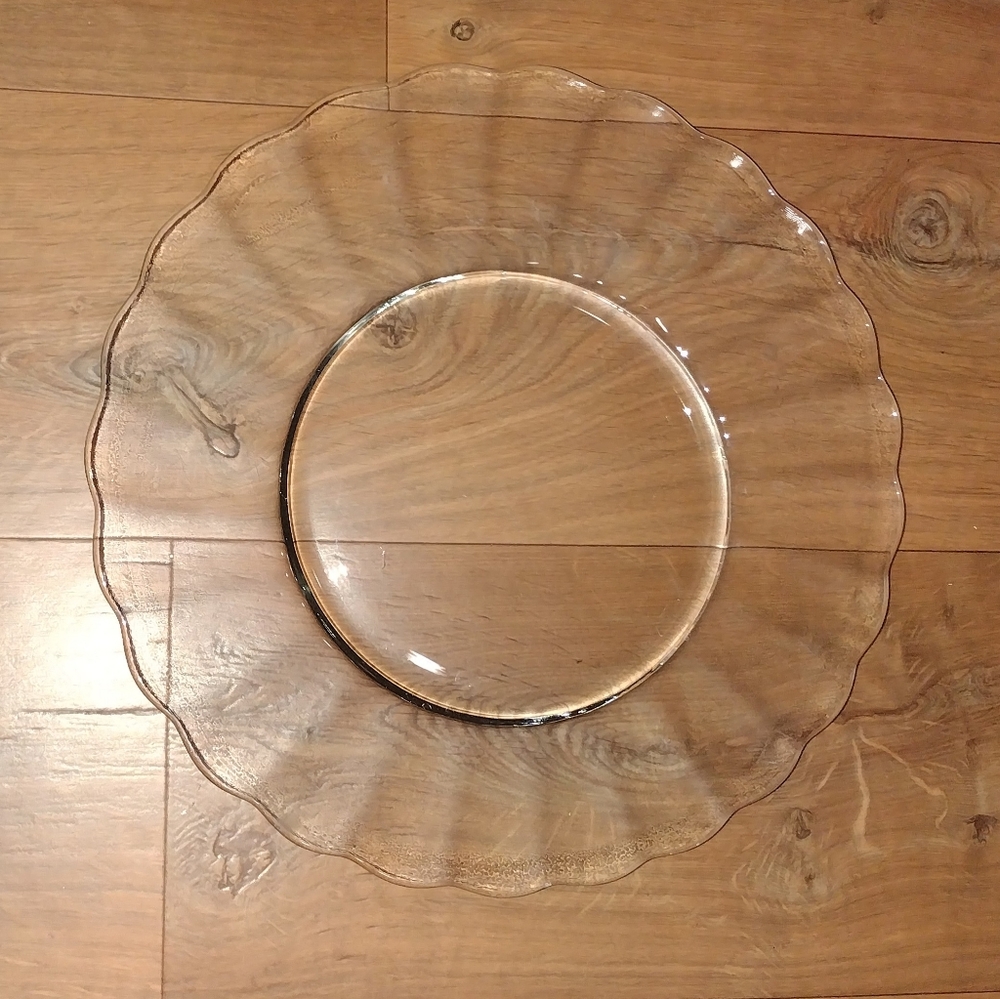 Vintage Anchor Hocking Moments Crystal Clear Glass design platter